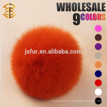 2015 New Year Product Fur Accessoires Lovely Fur Pompom Keychain Véritable Coloré en gros 8cm Rabbit Fur Balls
